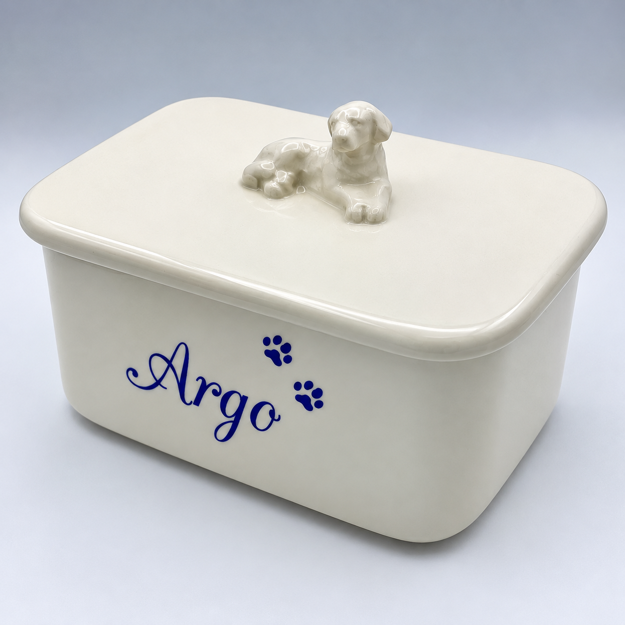G16P – Cane sdraiato grande con nome e zampette – Max 35 kg
